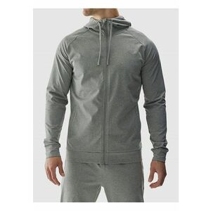 Hanorac de antrenament barbati gri - material sintetic elastic - uscare rapida - gluga - fermoar - imagine