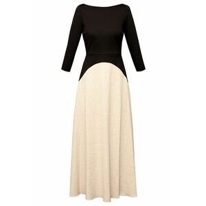 Rochie midi din bumbac si in Nerisa - Negru si Bej imagine