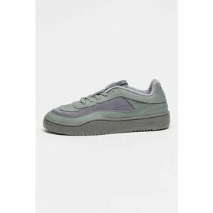 Pantofi sport low-cut cu varf oval si garnituri din piele - Gri cenusiu imagine