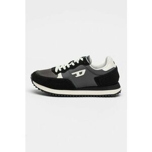 Pantofi sport low-cut cu garnituri din piele intoarsa - Negru/Gri imagine