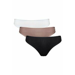 Set chiloti tip tanga 3 perechi - negru - crem - bronz - Negru imagine
