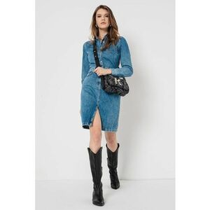 Rochie de denim cu aspect 2in1 - Albastru melange imagine