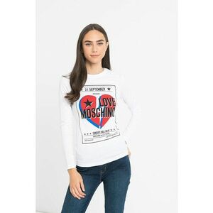 Bluza cu decolteu la baza gatului - imprimeu logo si grafic - Rosu/Alb/Albastru imagine