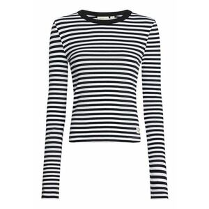 Bluza din amestec de bumbac cu decolteu rotund - Alb/Negru imagine