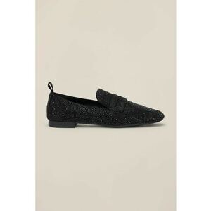 Pantofi loafer cu strasuri - Negru imagine