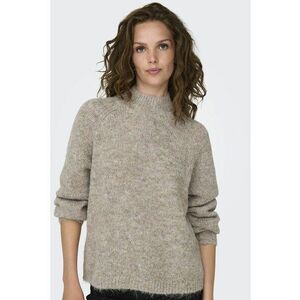 Pulover din amestec de lana cu guler inalt - Maro taupe imagine