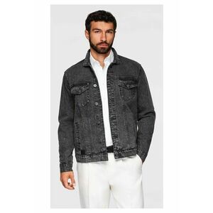 Jacheta din denim cu buzunare frontale - Negru imagine