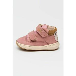 Ghete din piele nabuc cu velcro - Roz imagine