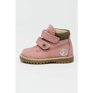 Ghete din piele nabuc cu velcro - Roz imagine