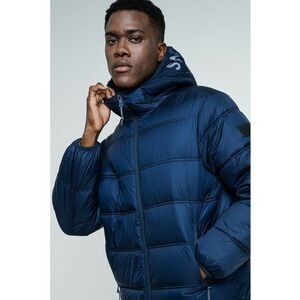 Geaca scurta matlasata cu gluga - Bleumarin imagine