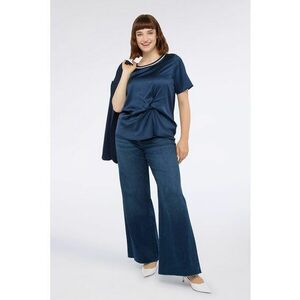 Bluza cu aspect de satin si detaliu rasucit - Albastru inchis imagine