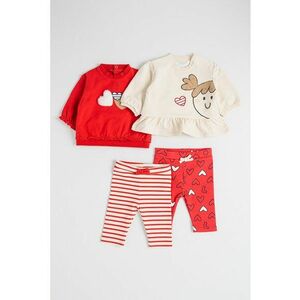 Set de bluza de trening si colanti- 4 piese - Rosu vermillion/Bej deschis imagine