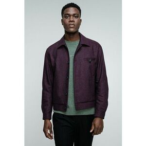 Jacheta cu nasturi si guler - Visiniu imagine