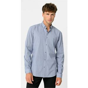 Camasa slim fit cu model geometric - cu guler fixat cu nasturi - K-Opulus - Albastru - Albastru imagine