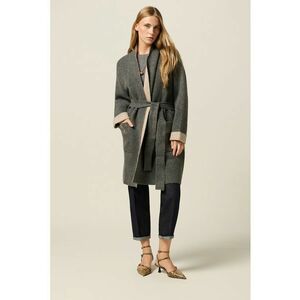 Palton lung cu cordon - Gri imagine