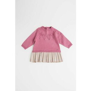 Rochie-pulover cu decolteu la baza gatului - Bej/Roz imagine
