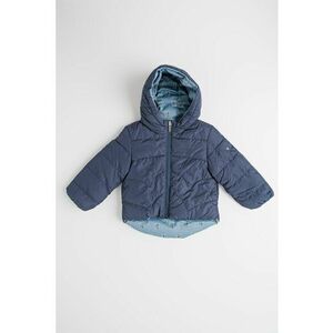 Geaca reversibila cu gluga si model floral - Albastru inchis imagine