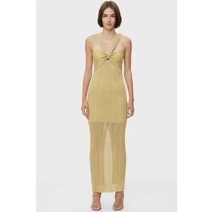 Rochie maxi cu aspect metalizat - prevazuta cu o dublura mini - Auriu imagine