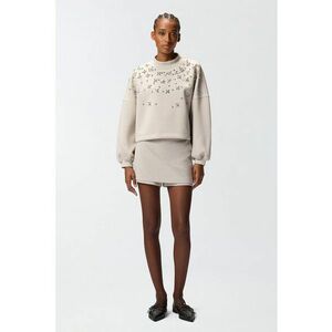 Bluza de trening decorata cu margele - Bej deschis imagine