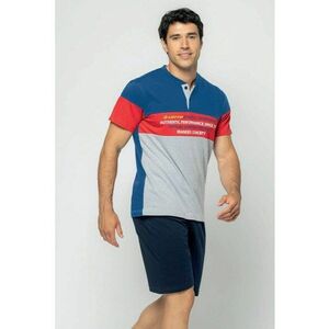 Pijama coloblock scurta - Albastru inchis imagine