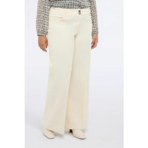 Pantaloni din amestec de bumbac cu croiala ampla - Alb fildes imagine