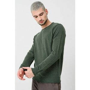 Pulover din amestec de bumbac cu decolteu rotund - Verde aquamarin imagine