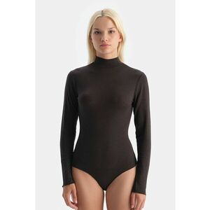 Body din amestec de modal cu guler scurt - Negru stins imagine