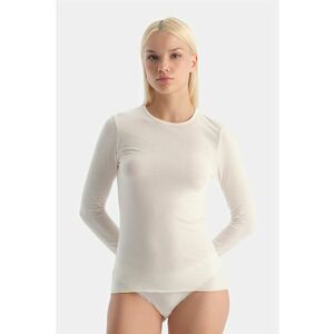 Bluza de pijama slim fit din amestec de casmir - Alb murdar imagine