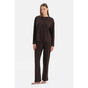 Pijama regular fit cu maneci lungi - Maro inchis imagine