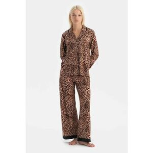 Pijama lejera cu model animal print - Negru/Maro deschis imagine