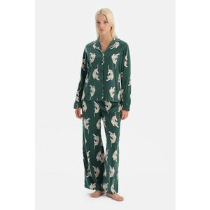 Pantaloni de pijama lejeri cu imprimeu - Verde/Alb fildes imagine