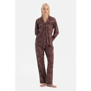 Pijama din amestec de modal cu model paisley - Violet tyrian imagine