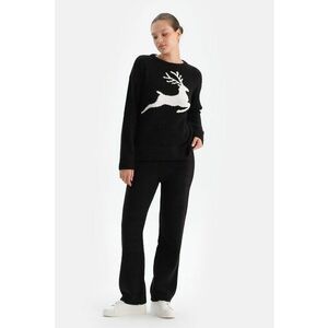 Pantaloni tricotati cu talie elastica - Negru imagine