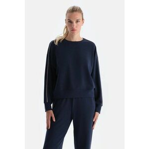 Bluza de trening din amestec de modal cu decolteu la baza gatului - Bleumarin imagine