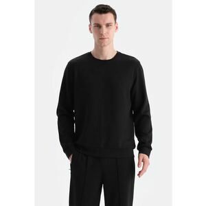 Bluza de trening cu decolteu la baza gatului si model uni - Negru imagine