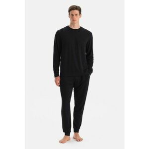Pijama lunga cu snur de ajustare in talie - Negru stins imagine