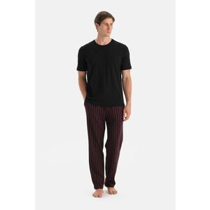 Pantaloni de pijama cu model in dungi si buzunare - Visiniu/Negru imagine