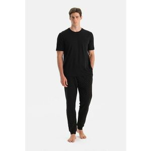 Pantaloni de pijama din bumbac cu model geometric - Negru imagine