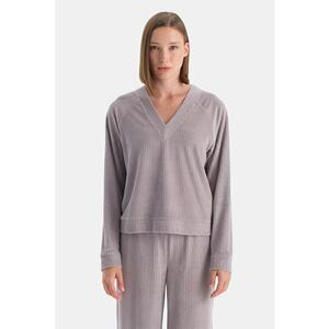 Bluza de trening cu decolteu in V si maneci raglan - Violet prafuit imagine