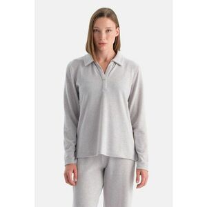 Bluza de trening polo cu maneci cazute - Gri deschis melange imagine