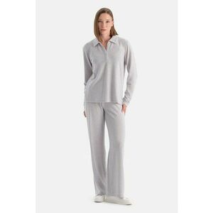 Pantaloni relaxati cu talie elastica - Gri deschis melange imagine