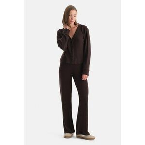 Pantaloni regular fit cu talie medie - Maro inchis imagine