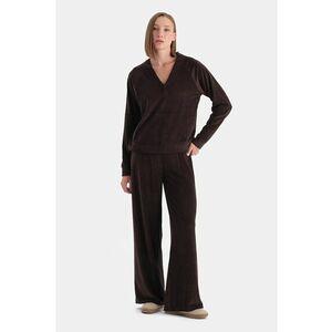 Pantaloni relaxed fit cu model uni - Maro inchis imagine