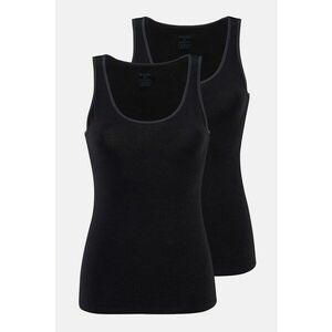 Set de top-uri slim fit cu decolteu rotund - 2 piese - Negru imagine
