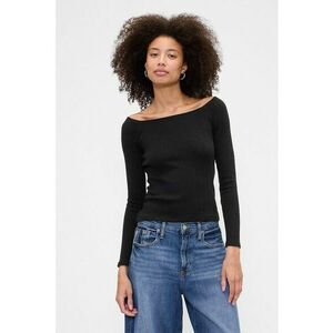 Bluza striata cu decolteu barcuta - Negru imagine