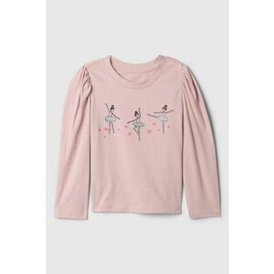 Bluza de bumbac organic cu imprimeu - Roz pal imagine