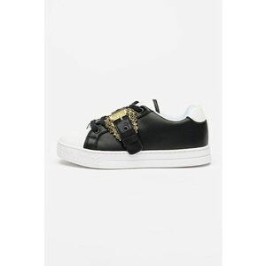 Pantofi psort de piele ecologica cu design cu catarama Fondo Court - Alb/Negru imagine