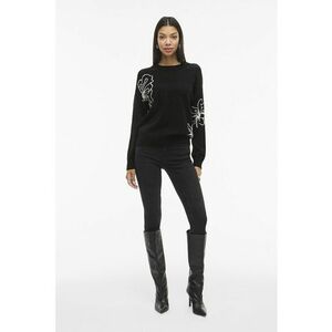 Pulover cu model si decolteu la baza gatului - Alb/Negru imagine