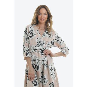 Rochie midi cu imprimeu floral - Alb/Roz prafuit imagine