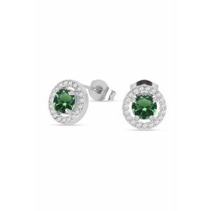 Cercei de otel inoxidabil cu cristale - Verde/Argintiu imagine